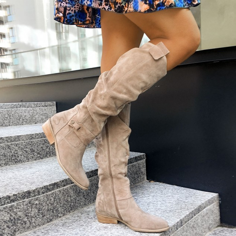 Andrea Boots | Suede Over-The-Knee Flat Boots