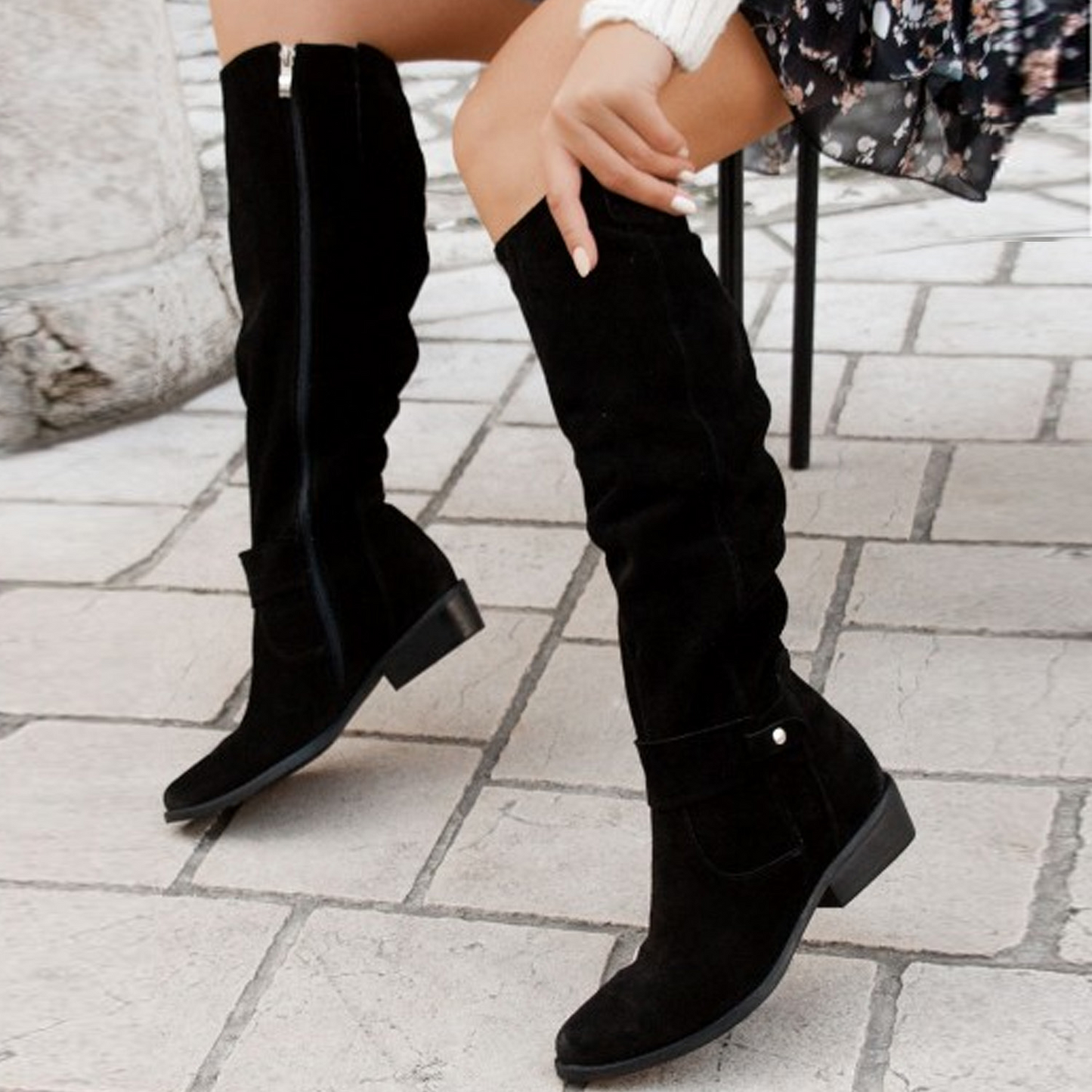 Andrea Boots | Suede Over-The-Knee Flat Boots