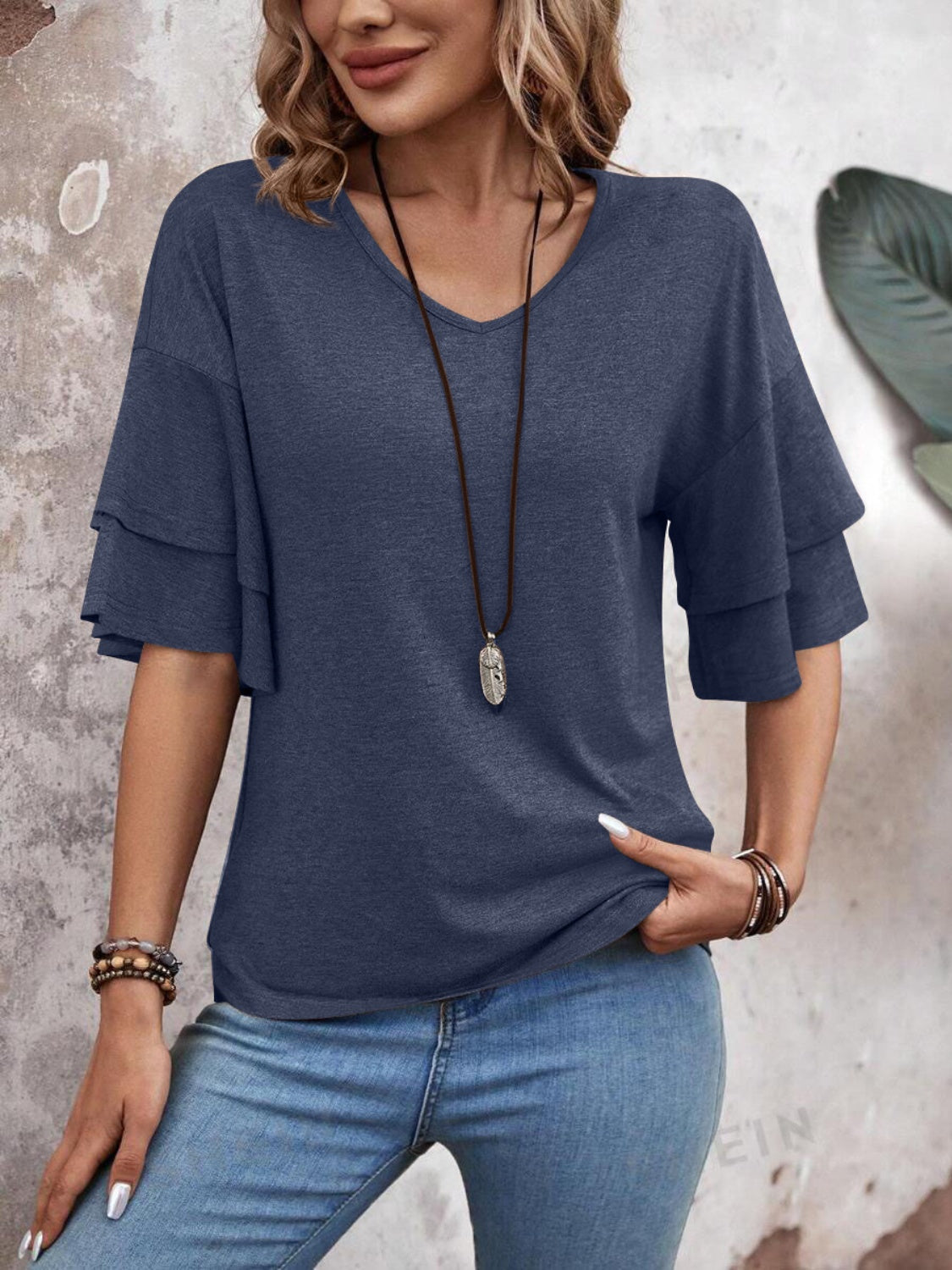 Qaysha Blouse | Women's Autumn Ruffle Sleeve V-Neck Blouse
