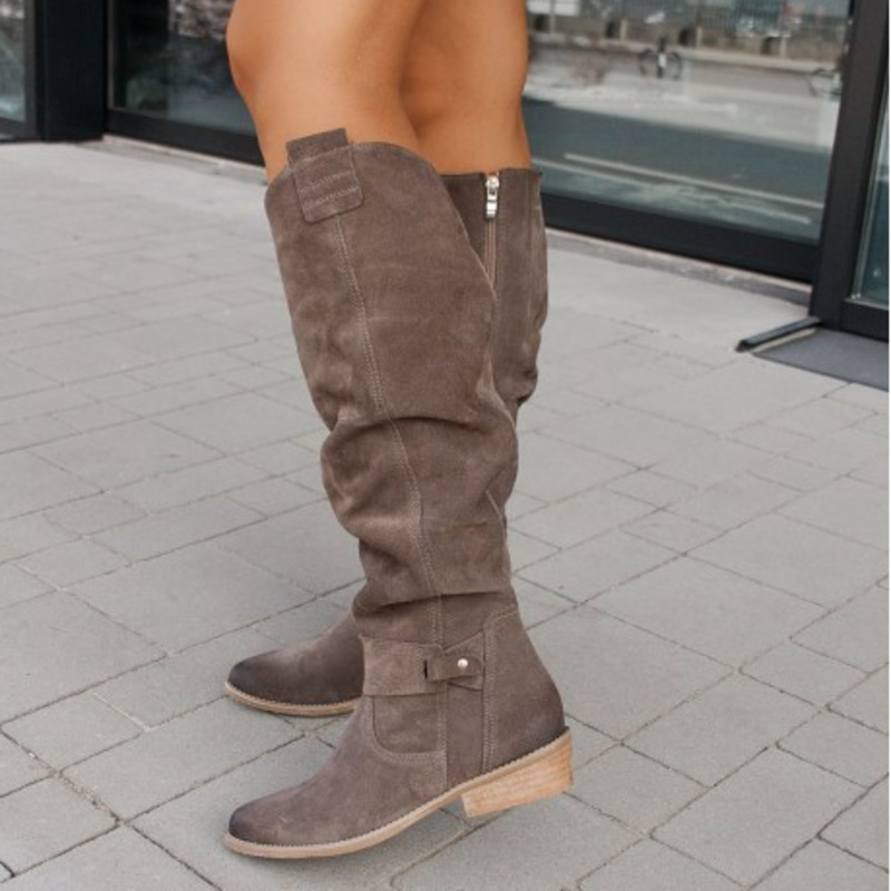 Andrea Boots | Suede Over-The-Knee Flat Boots