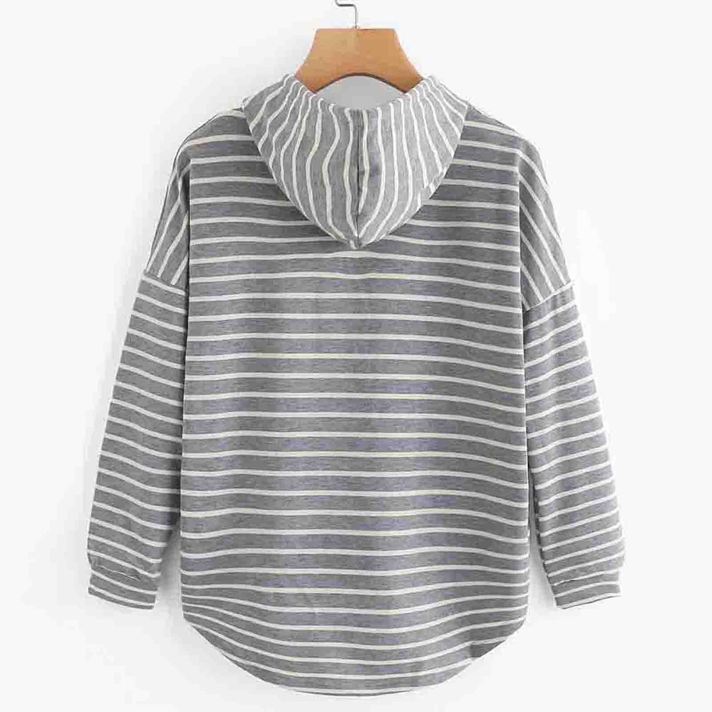Romina Hoodie | Women’s Autumn Striped Long Sleeve Hooded Shirt