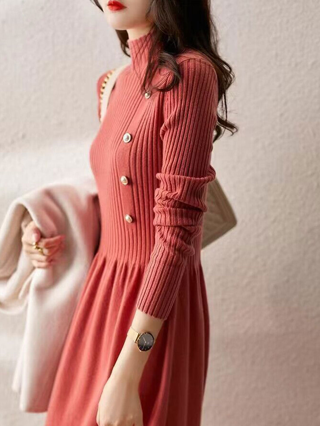 Iliana Dress | Elegant Turtleneck Knitted Sweater Dress