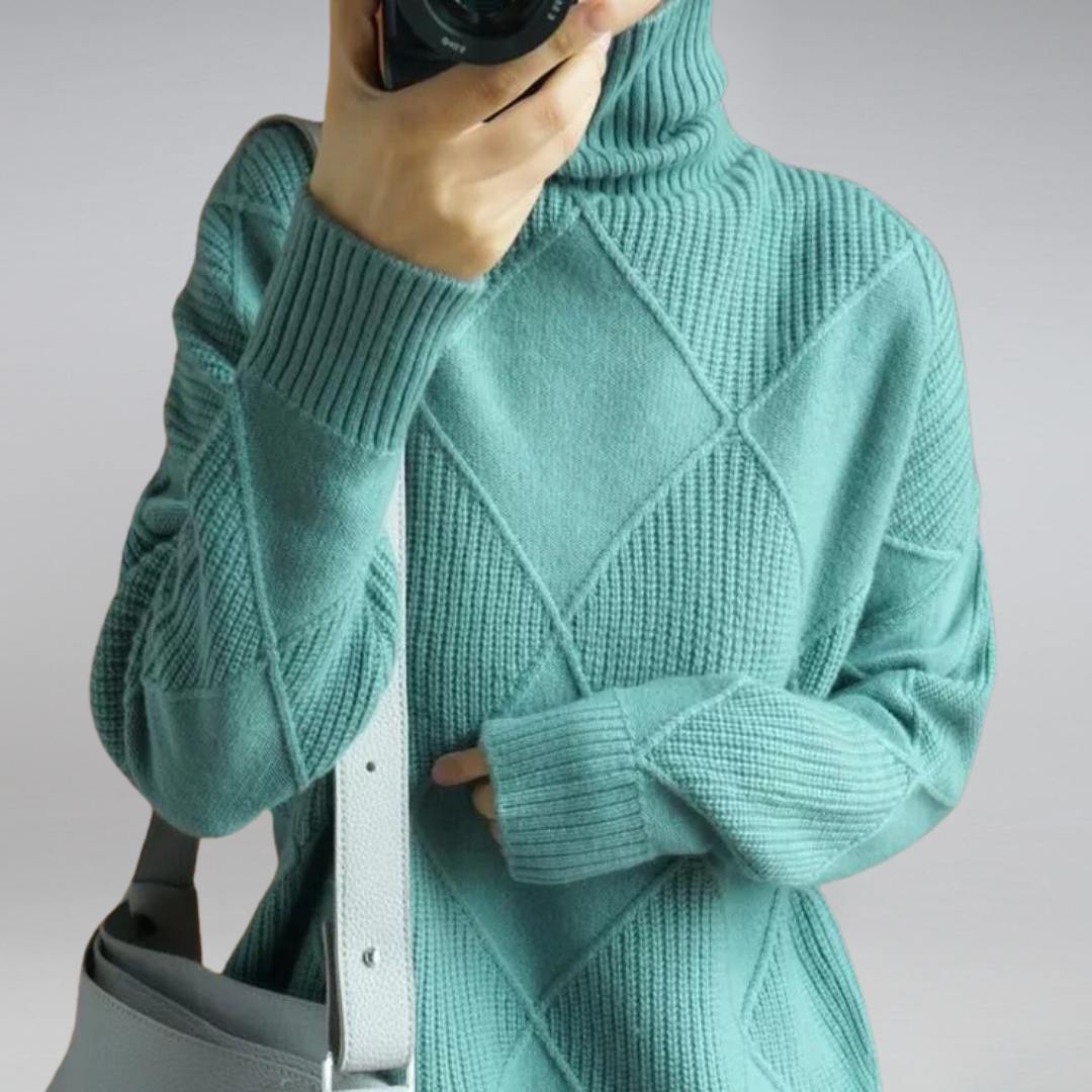 Filipa Women's Sweater | Cashmere Turtleneck Loose Fit Sweater