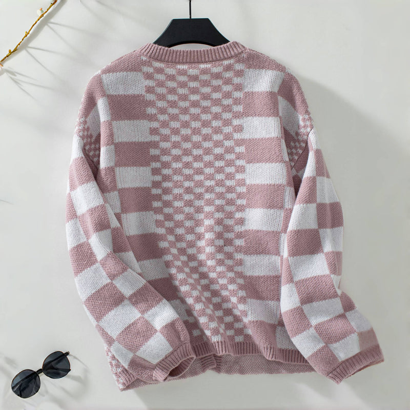 Odina Cardigan | Women's Autumn Casual Checked Knitted Cardigan