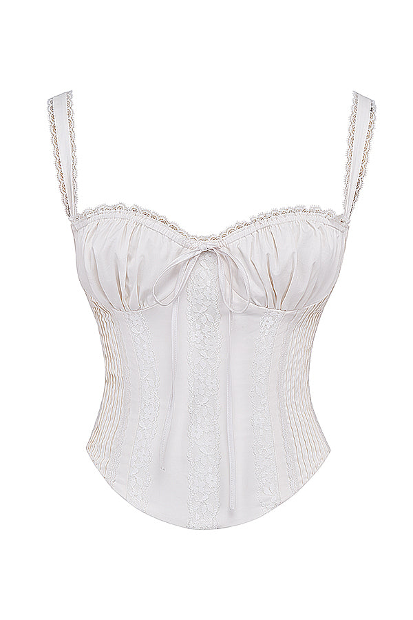Bambi Corset Top | Women’s White Lace-Up Back Corset with Structured Fit