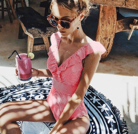 Delyria Swimsuit | Retro One-Piece Swimsuit with Flattering Fit and Vintage Neckline