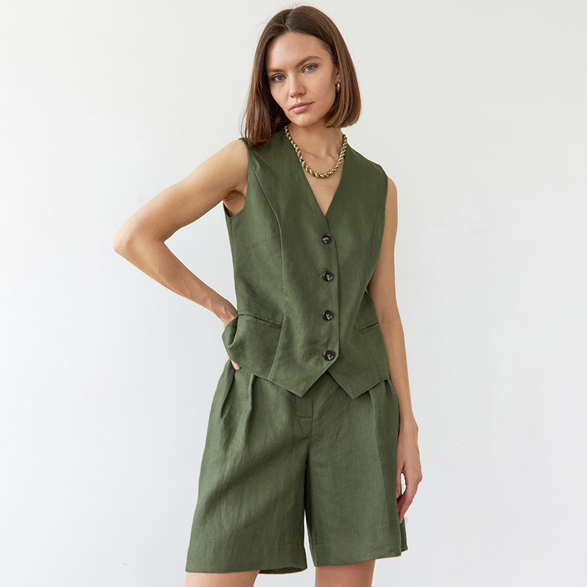 Brenda Set | Sleeveless Summer Vest Top and Long Shorts Set for Women