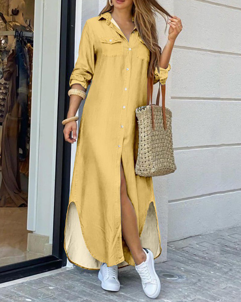 Bireva Shirt Dress | Long Button-Up Casual Shirt Dress with Chest Pocket