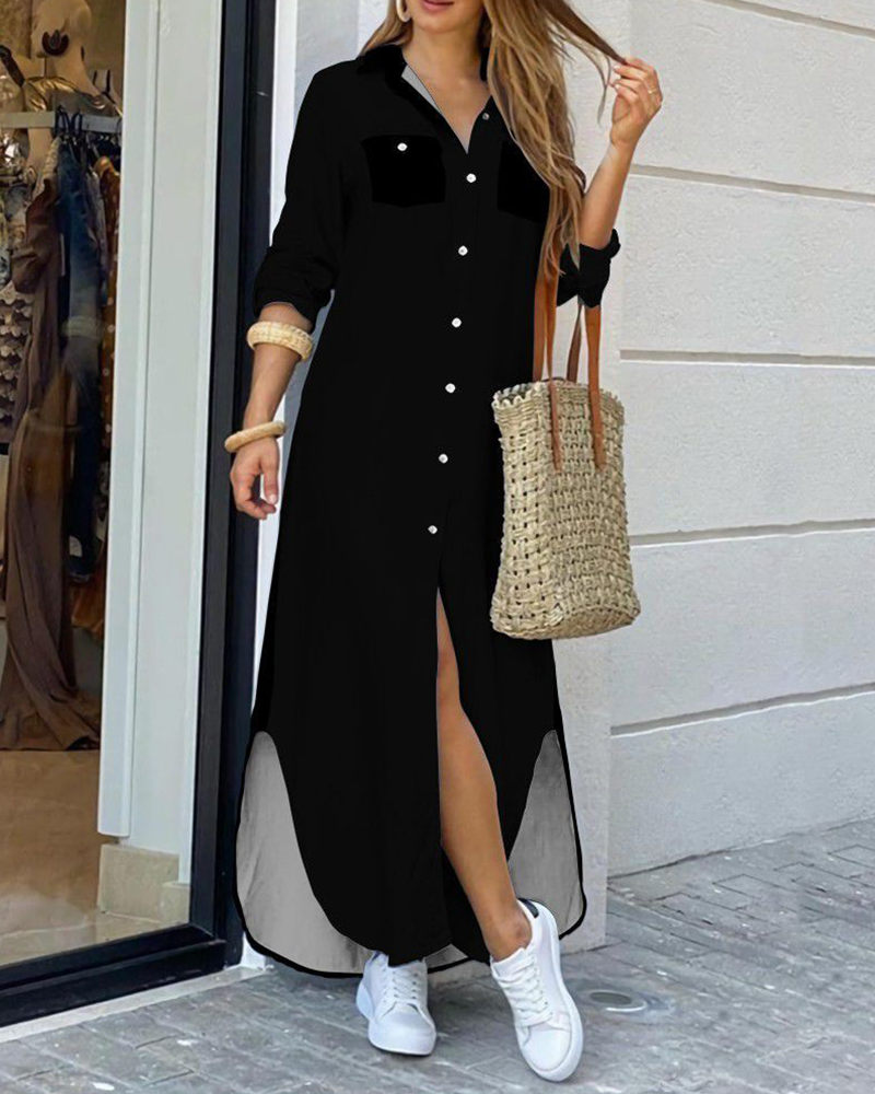 Bireva Shirt Dress | Long Button-Up Casual Shirt Dress with Chest Pocket