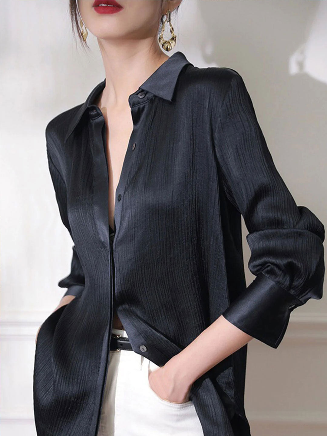 Jadina Women's Solid Color Pleated Top | Elegant & Versatile Design