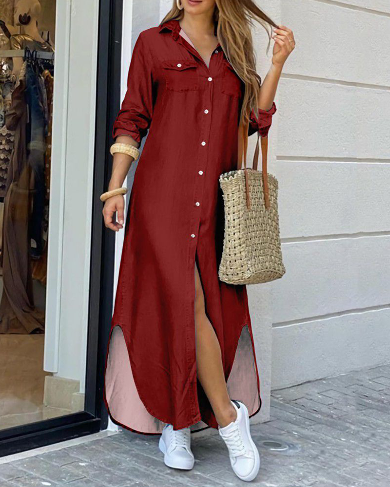 Bireva Shirt Dress | Long Button-Up Casual Shirt Dress with Chest Pocket