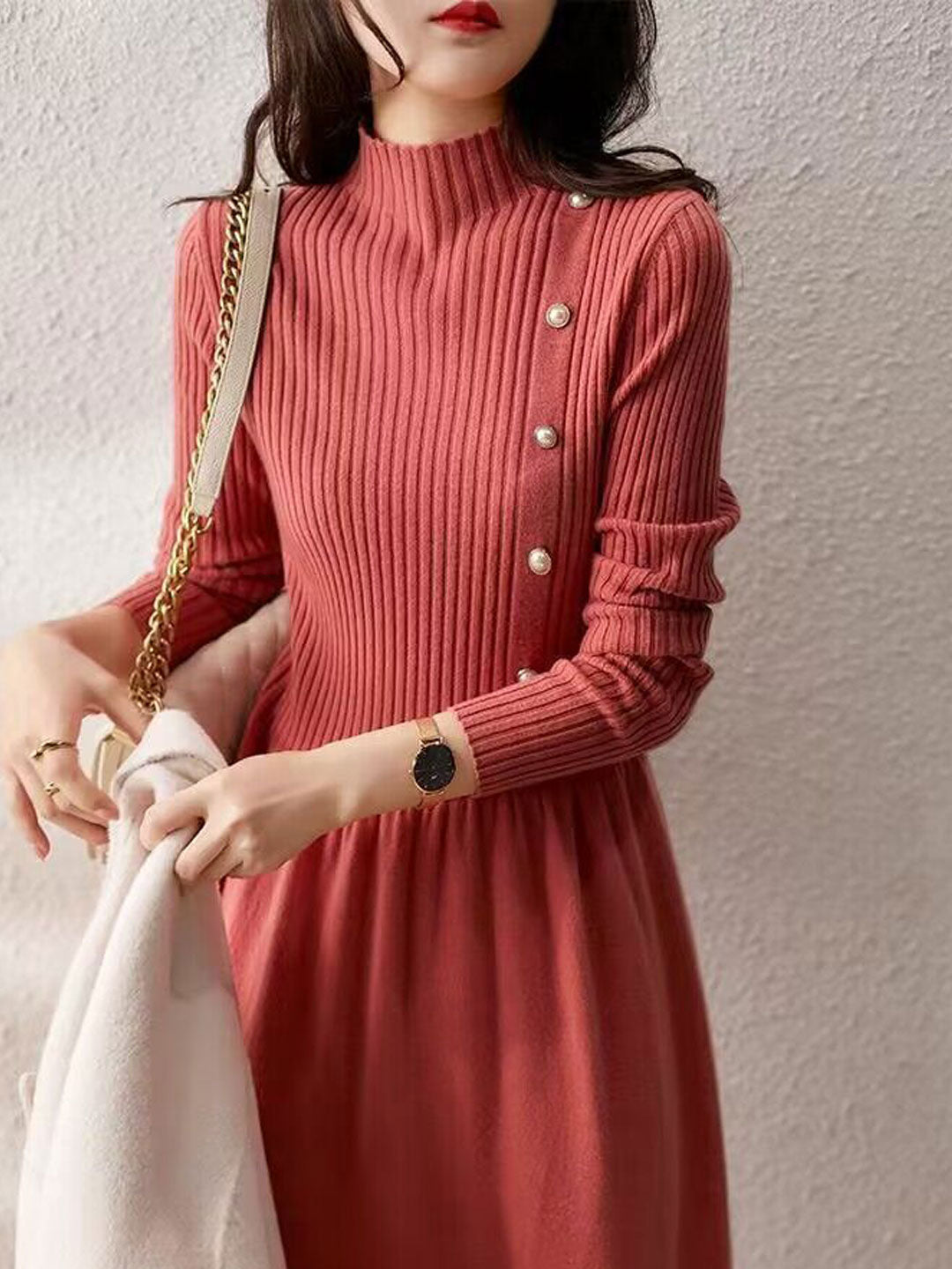 Iliana Dress | Elegant Turtleneck Knitted Sweater Dress
