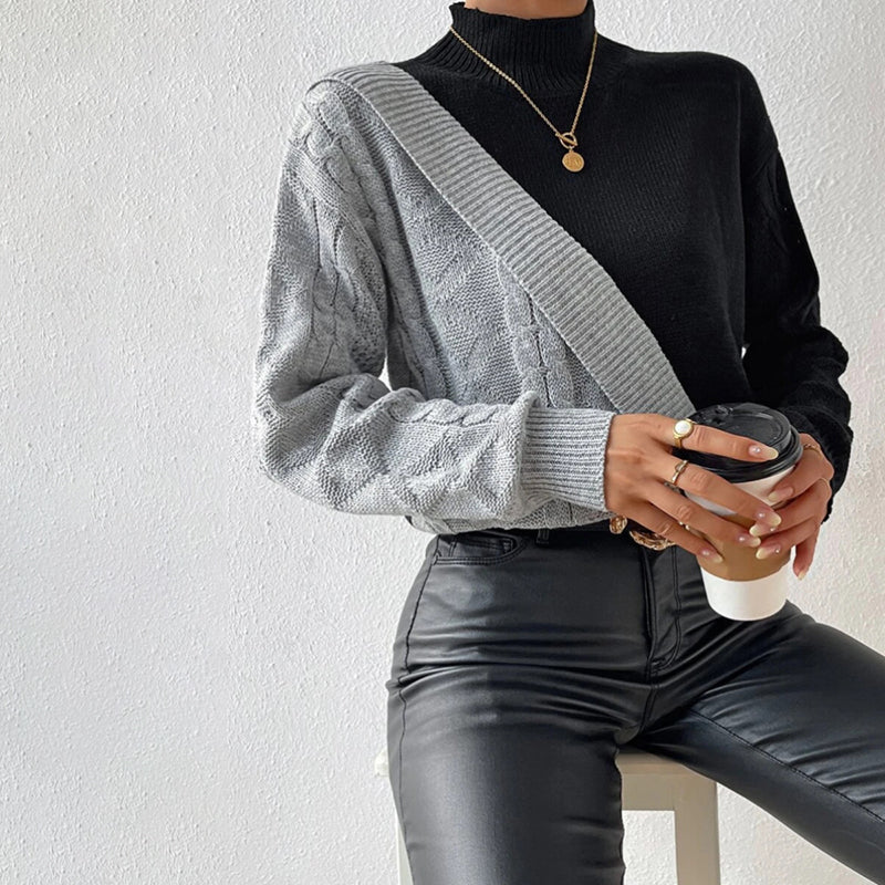 Oliana Jumper | Women's Winter Patchwork Turtleneck Knit Jumper