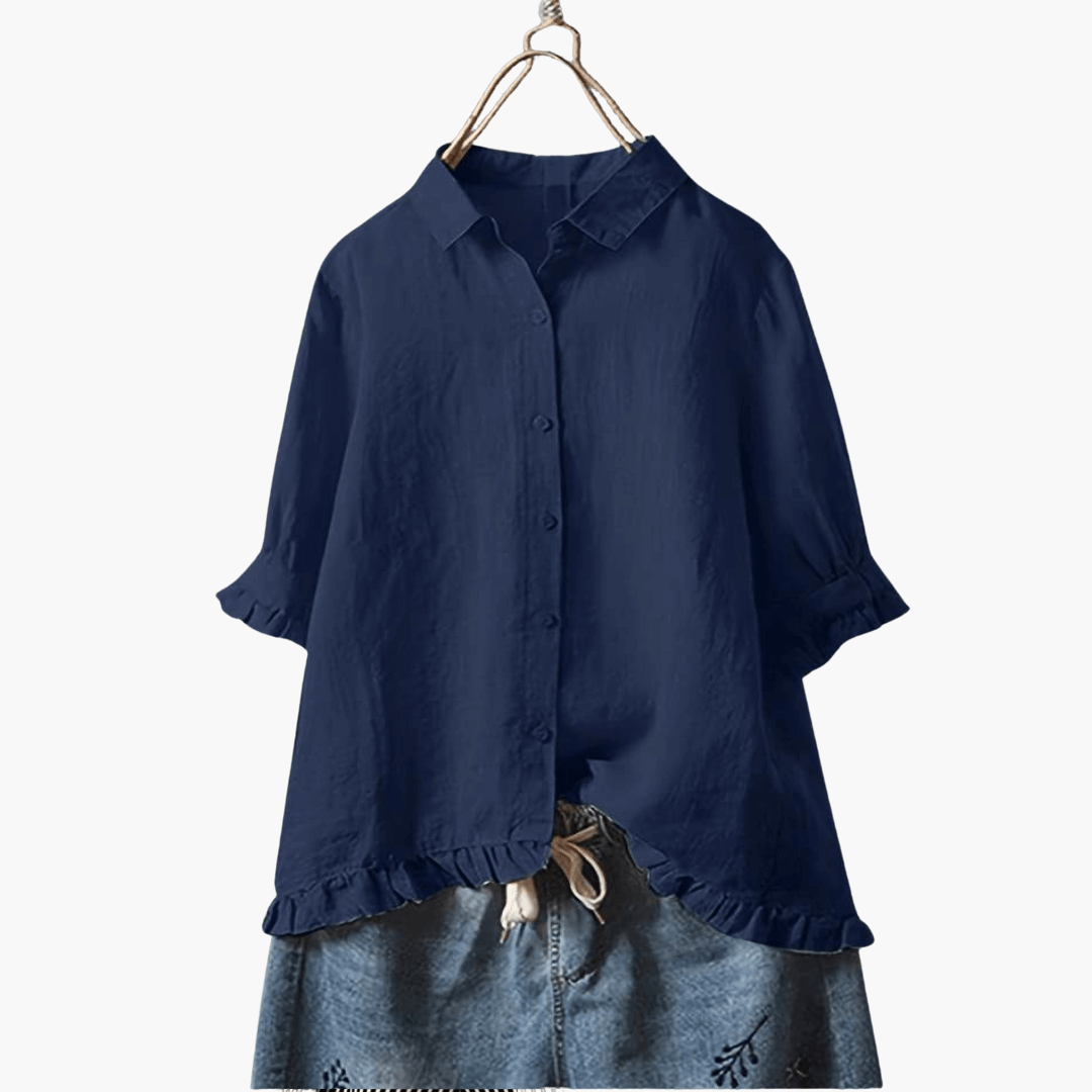 Zeena Chiffon Blouse | Women’s V-Neck Long Sleeve Chiffon Top for Elegant Styling