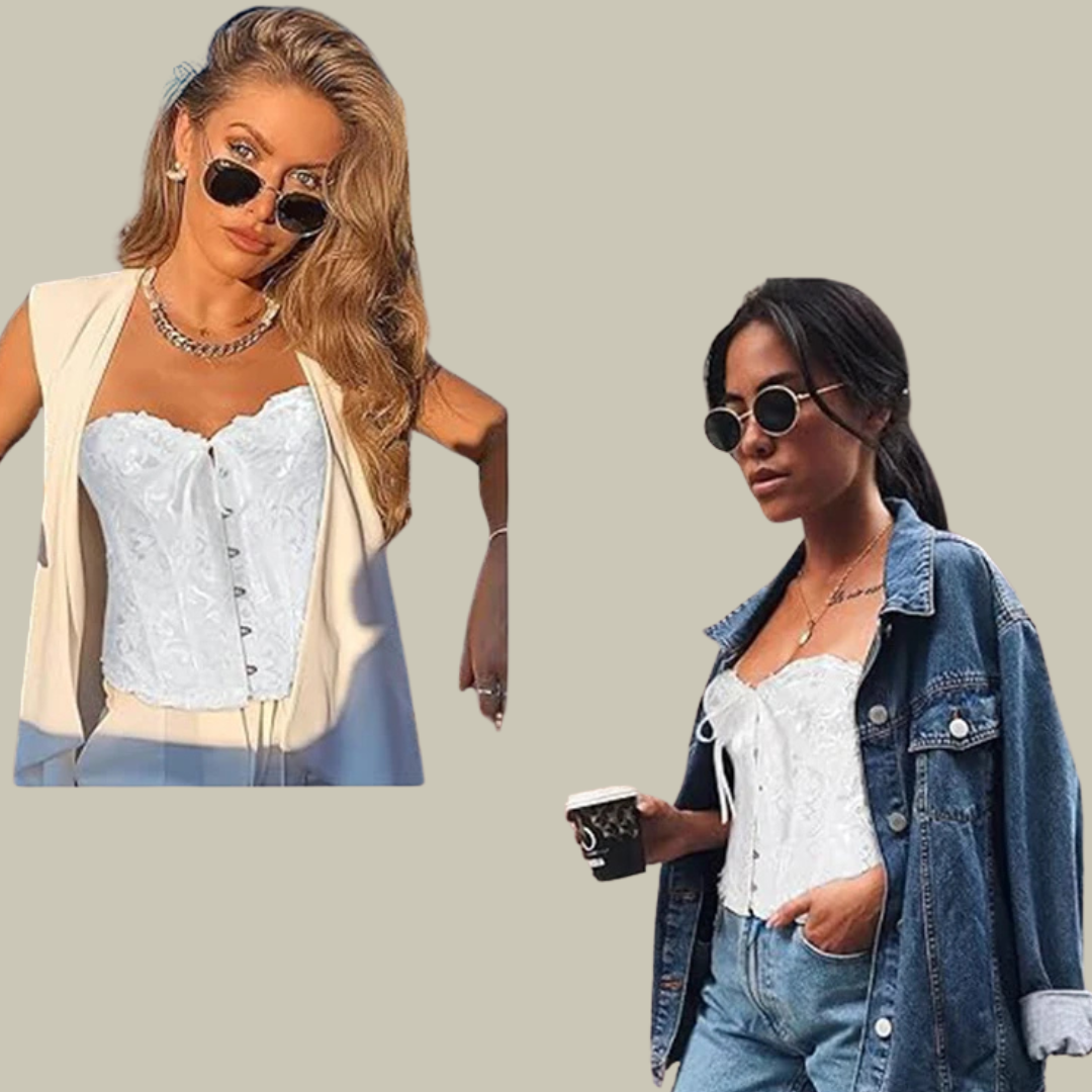 Bette Corset Top | Women’s Satin Corset with Romantic Details and Structured Fit