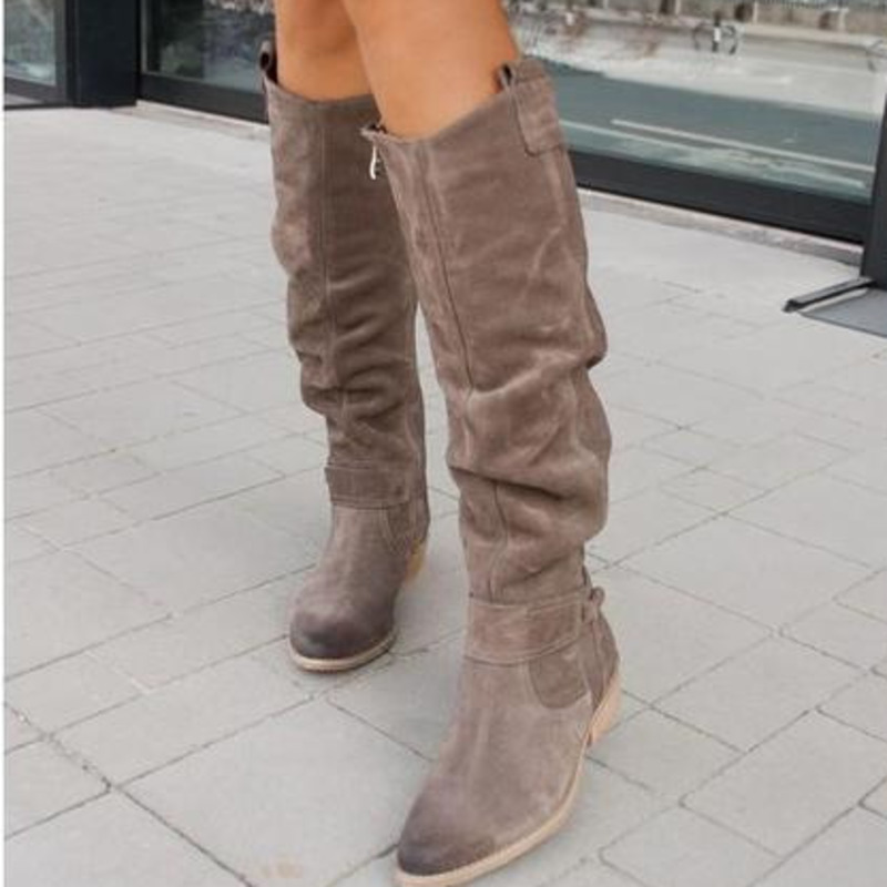 Andrea Boots | Suede Over-The-Knee Flat Boots