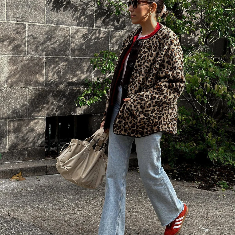 Nikki Jacket | Women's Autumn Leopard Print Fleece Jacket