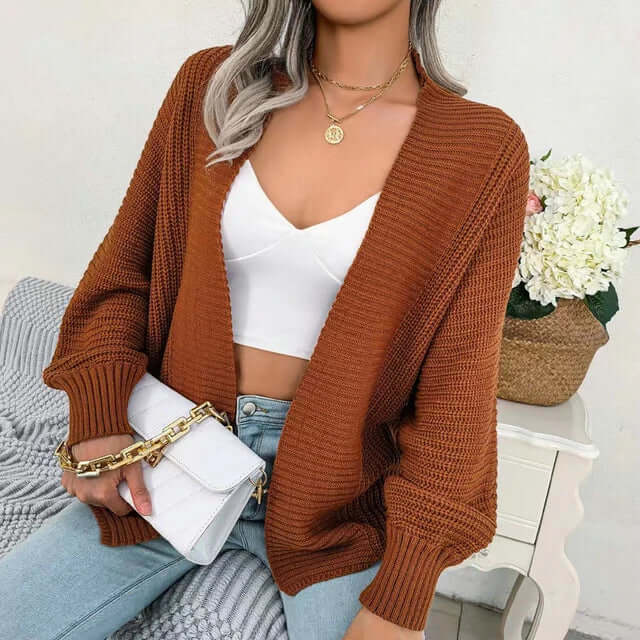 Qasima Cardigan | Women's Autumn Knit Open-Front Cardigan