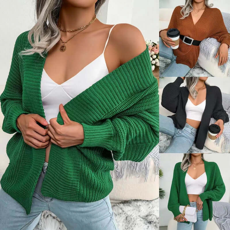 Qasima Cardigan | Women's Autumn Knit Open-Front Cardigan
