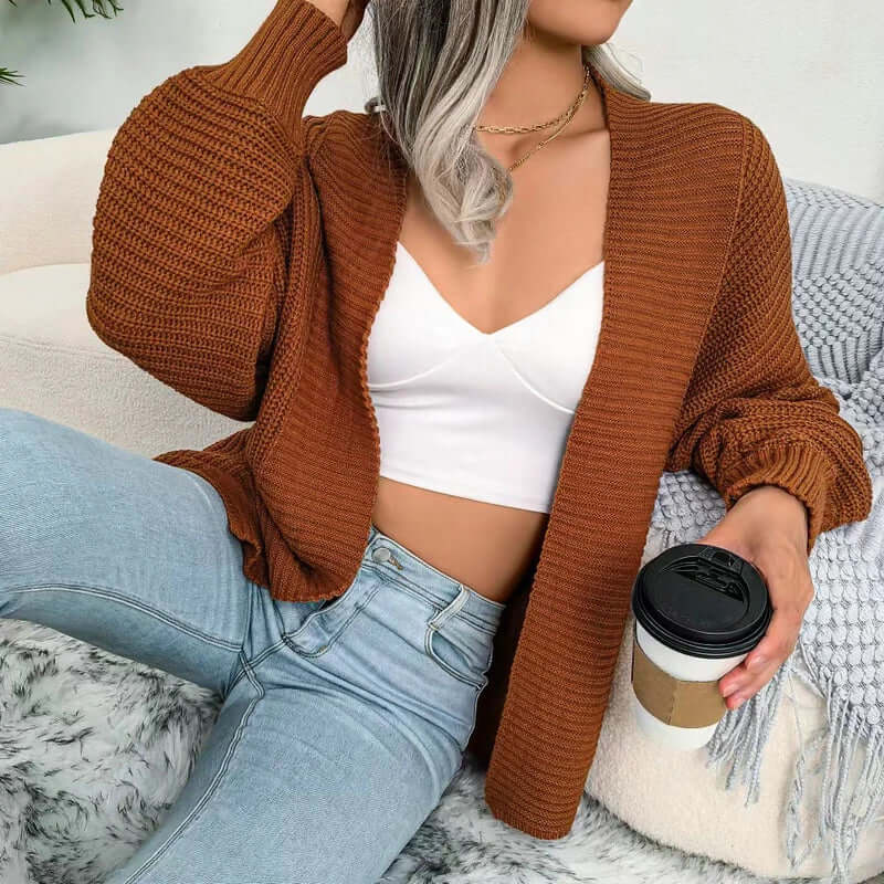 Qasima Cardigan | Women's Autumn Knit Open-Front Cardigan