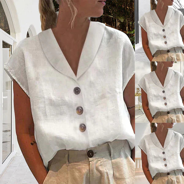 Vashti Top | Elegant Collar Top with Button Details