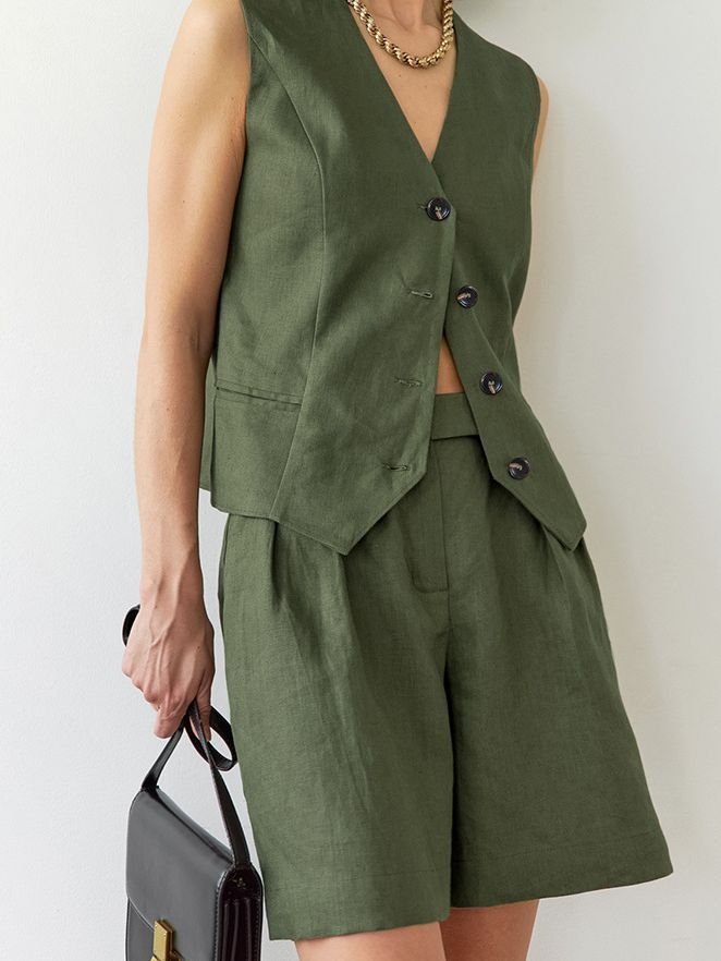 Brenda Set | Sleeveless Summer Vest Top and Long Shorts Set for Women