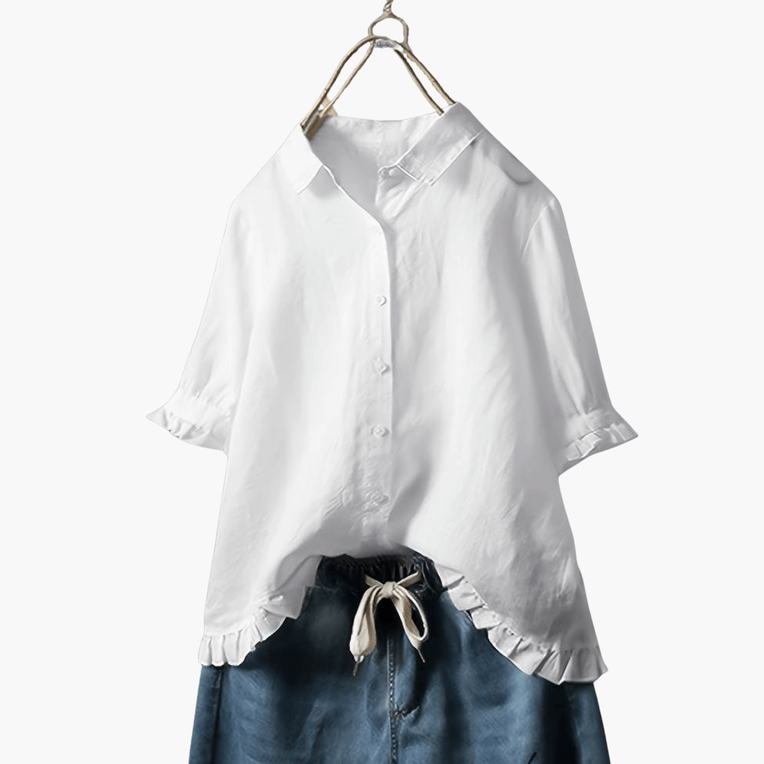 Zeena Chiffon Blouse | Women’s V-Neck Long Sleeve Chiffon Top for Elegant Styling