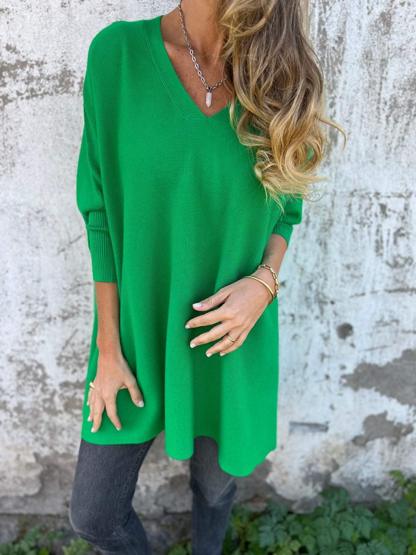 Qiren Jumper | Women's Autumn Oversized Knitted V-Neck Jumper