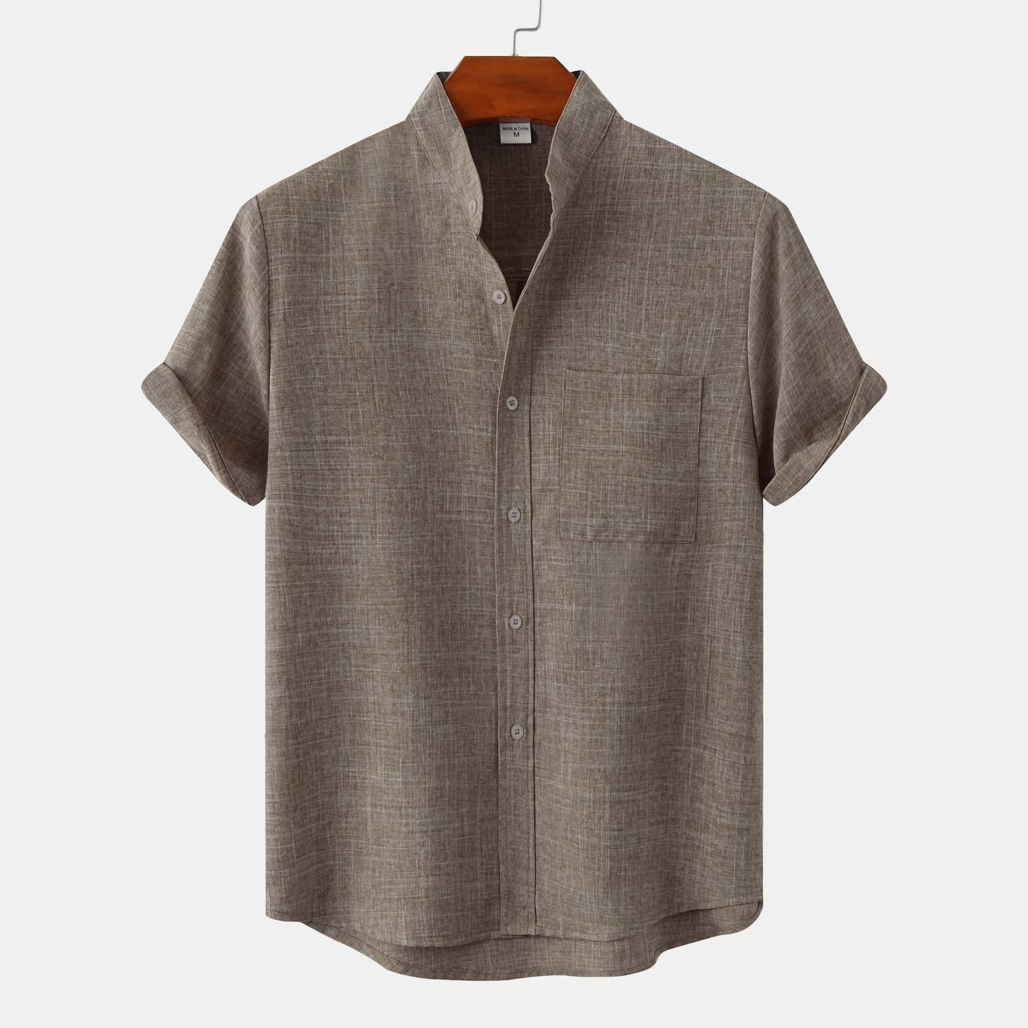 Flynn Shirt | Men’s Short-Sleeve Button-Down Shirt with Mandarin Collar and Chest Pocket