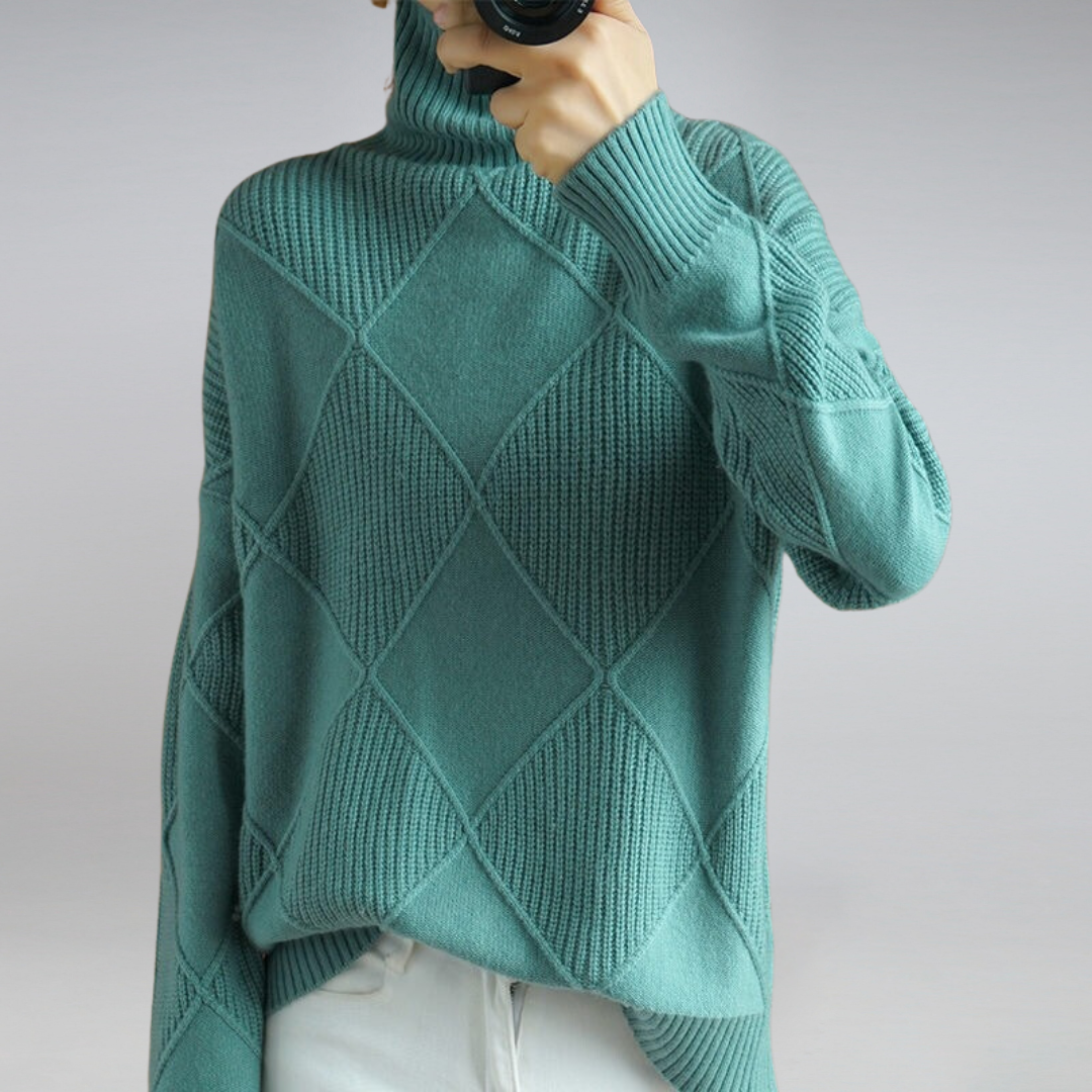 Filipa Women's Sweater | Cashmere Turtleneck Loose Fit Sweater