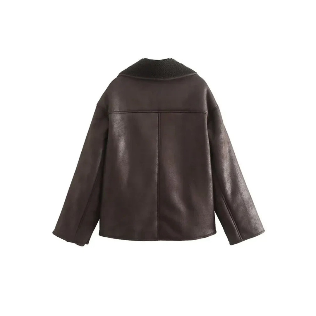 Safina Jacket | Women’s Autumn Faux Fur Collar Aviator Jacket