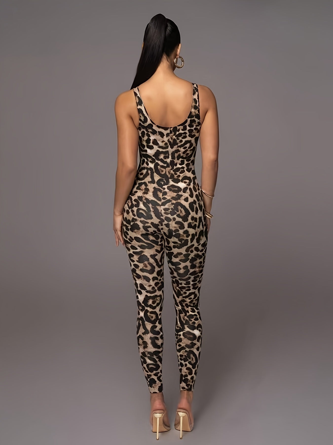 Arwen Yoga Jumpsuit | Women’s Leopard Print Stretchy Fitness Jumpsuit for Activewear