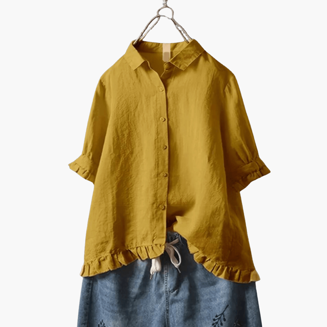 Zeena Chiffon Blouse | Women’s V-Neck Long Sleeve Chiffon Top for Elegant Styling