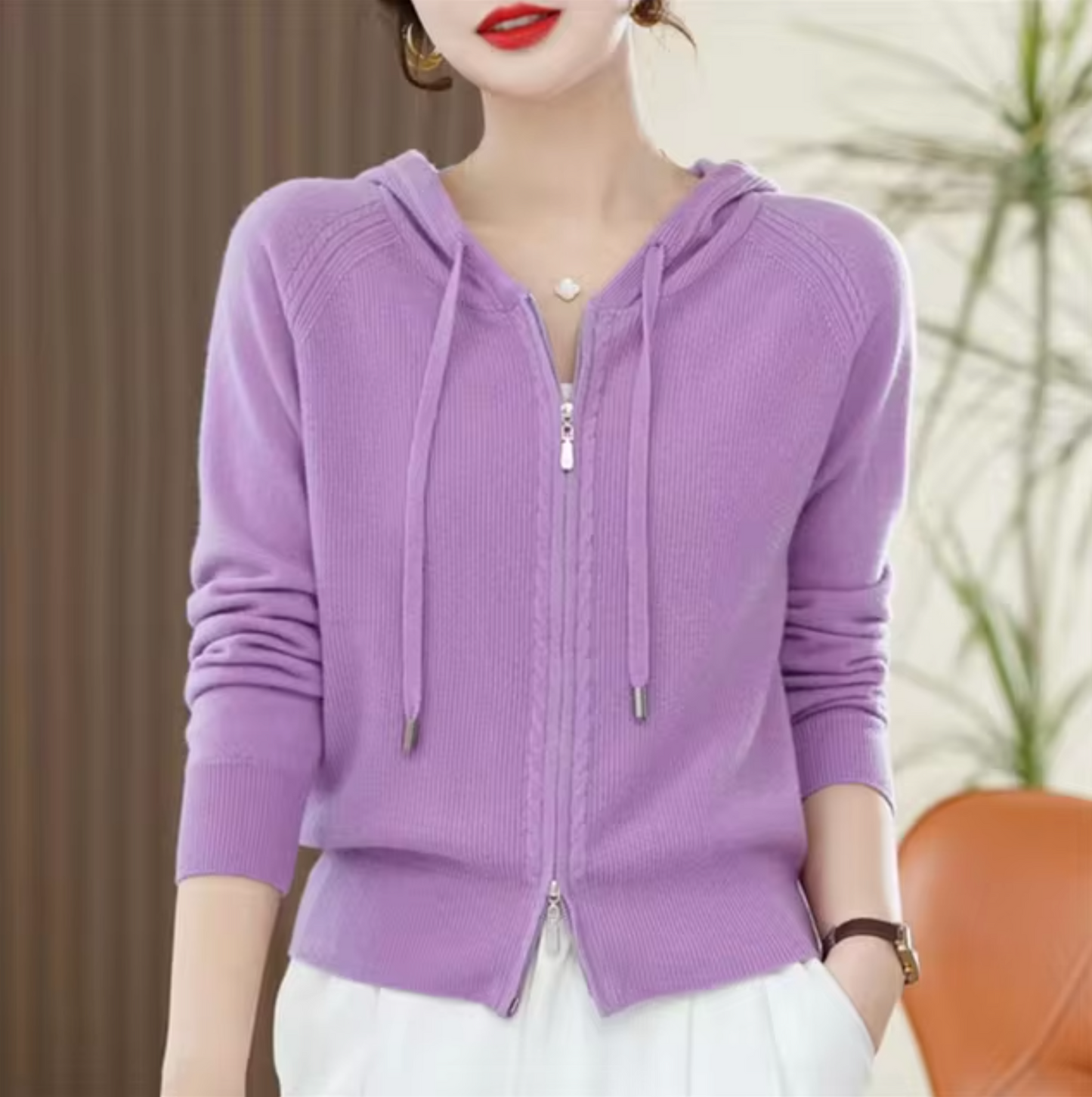 Nisha Hoodie | Women's Autumn Knitted Zip-Up Hoodie