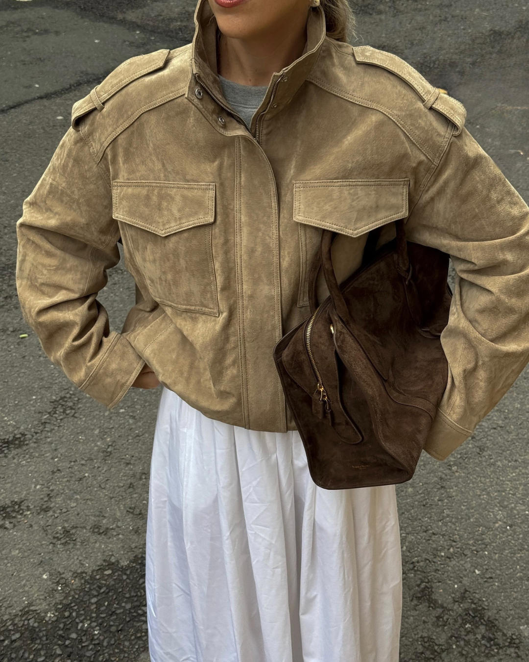 Rasma Jacket | Women's Autumn Khaki Suede Jacket