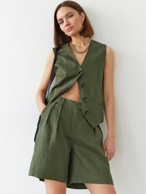 Brenda Set | Sleeveless Summer Vest Top and Long Shorts Set for Women