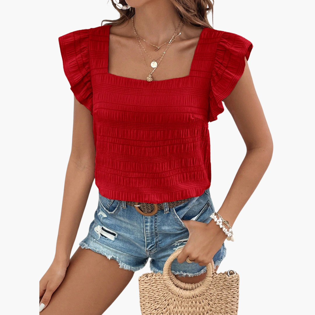 Alice Blouse | Women’s Square Neck Ruffle Sleeve Blouse with Fitted Silhouette
