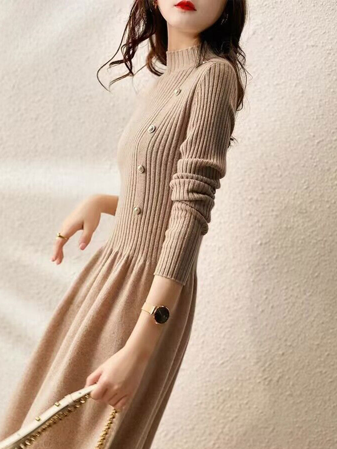 Iliana Dress | Elegant Turtleneck Knitted Sweater Dress