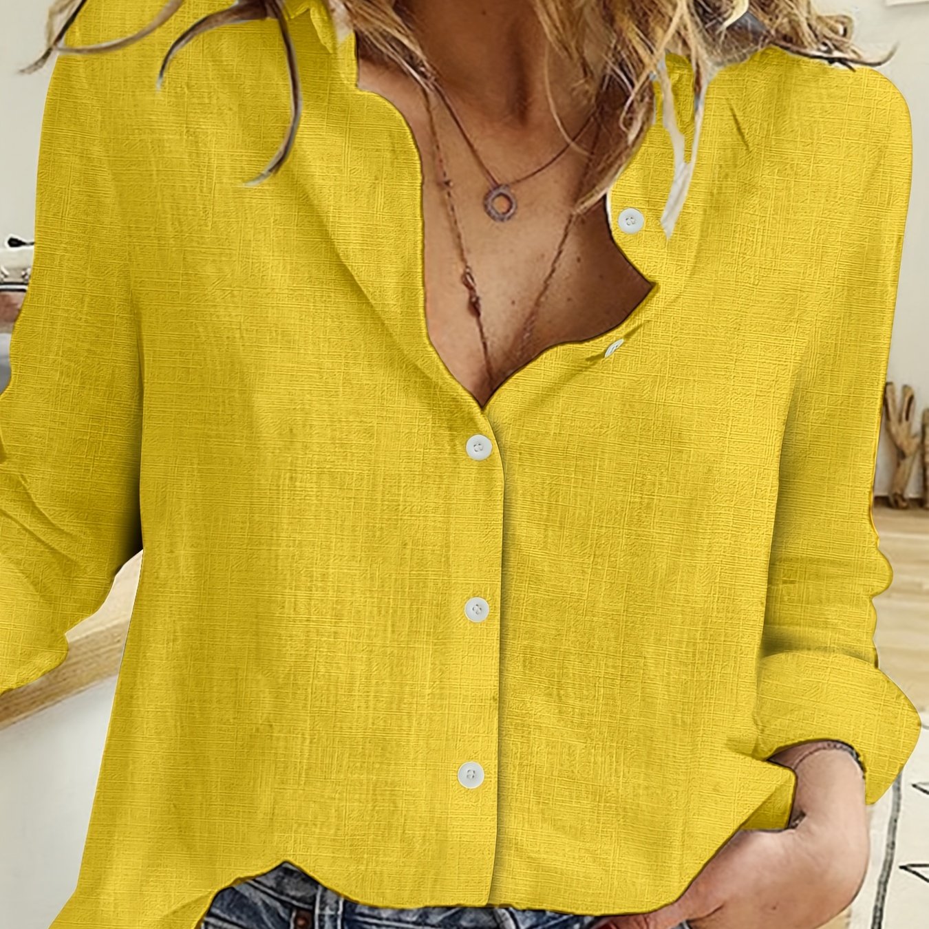 Benthira Linen Shirt | Casual Long-Sleeve Button-Up Linen Blouse for Women