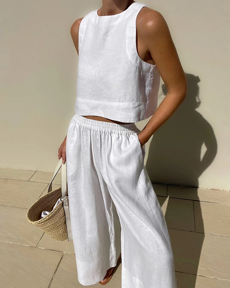 April Linen Set | Women’s Lightweight Two-Piece Shirt and Trousers