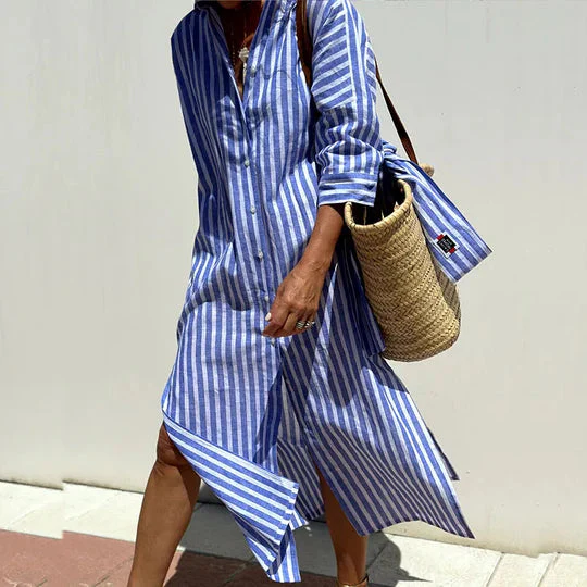 Brianna Shirt Dress | Striped Loose-Fit Airy Summer Dress