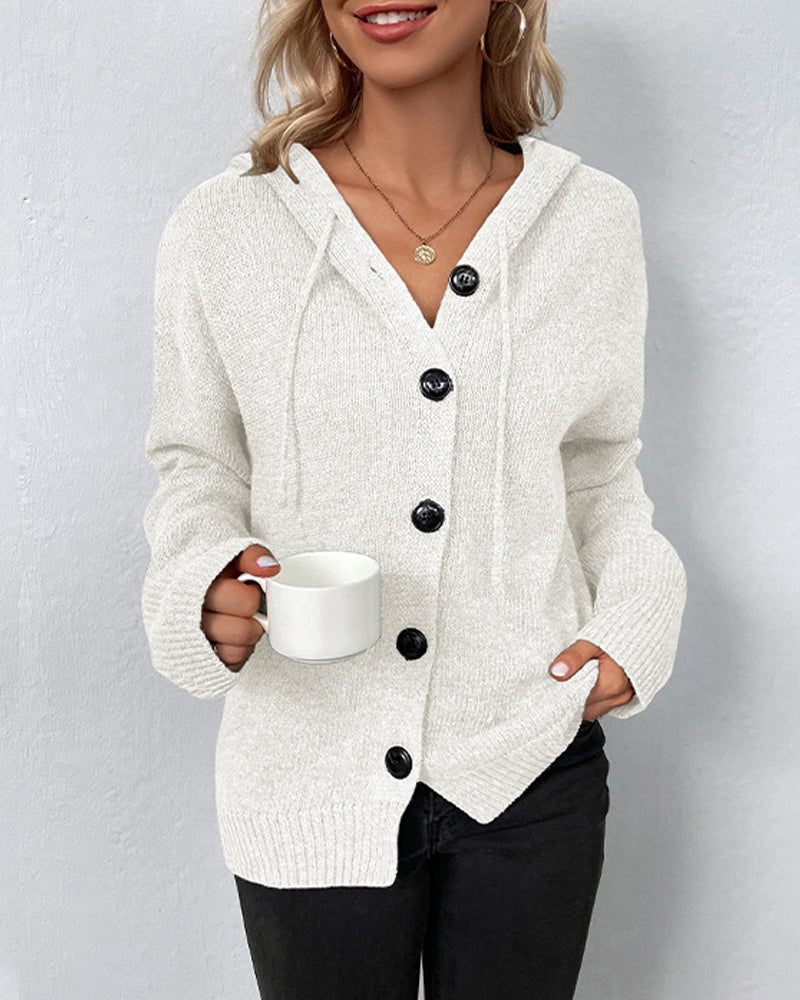 Dove Cardigan | Knitted Cardigan with Hood and Buttons