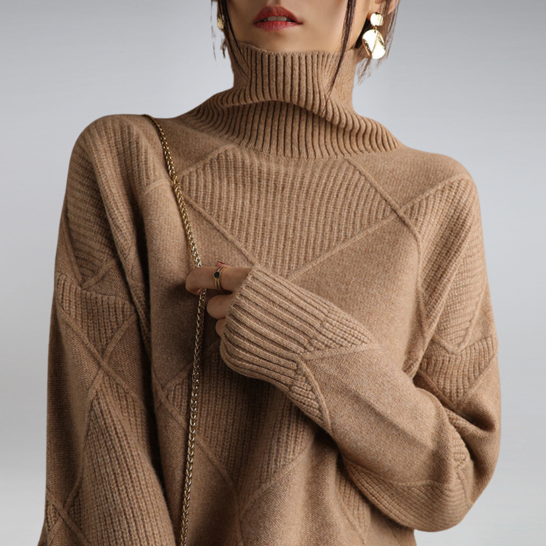 Filipa Women's Sweater | Cashmere Turtleneck Loose Fit Sweater