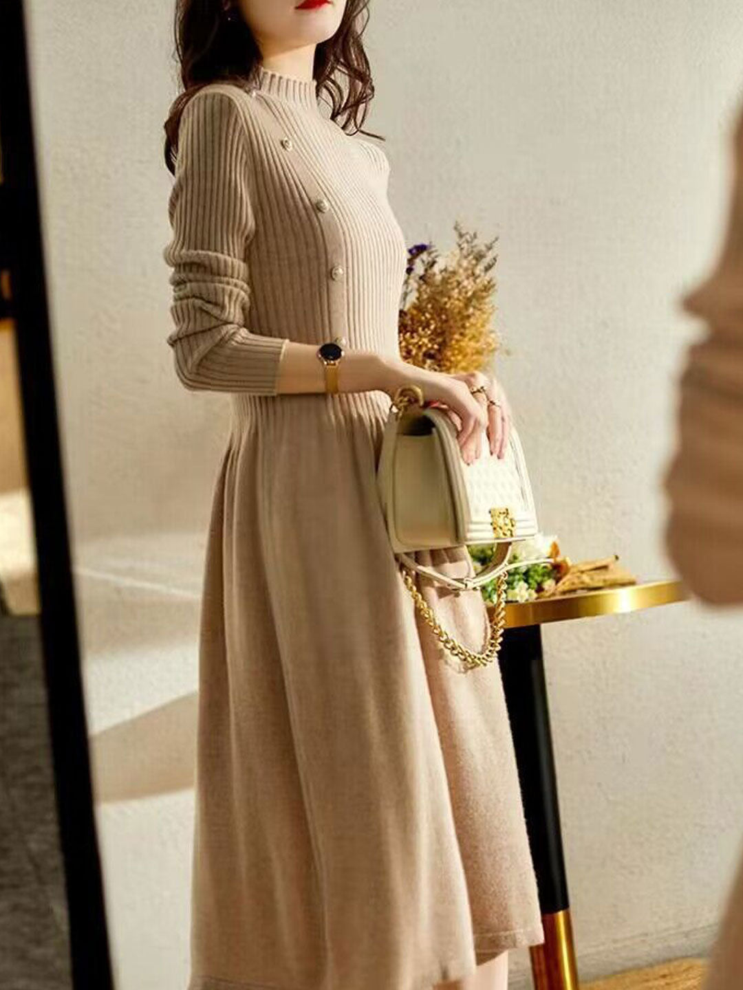 Iliana Dress | Elegant Turtleneck Knitted Sweater Dress