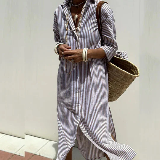 Brianna Shirt Dress | Striped Loose-Fit Airy Summer Dress