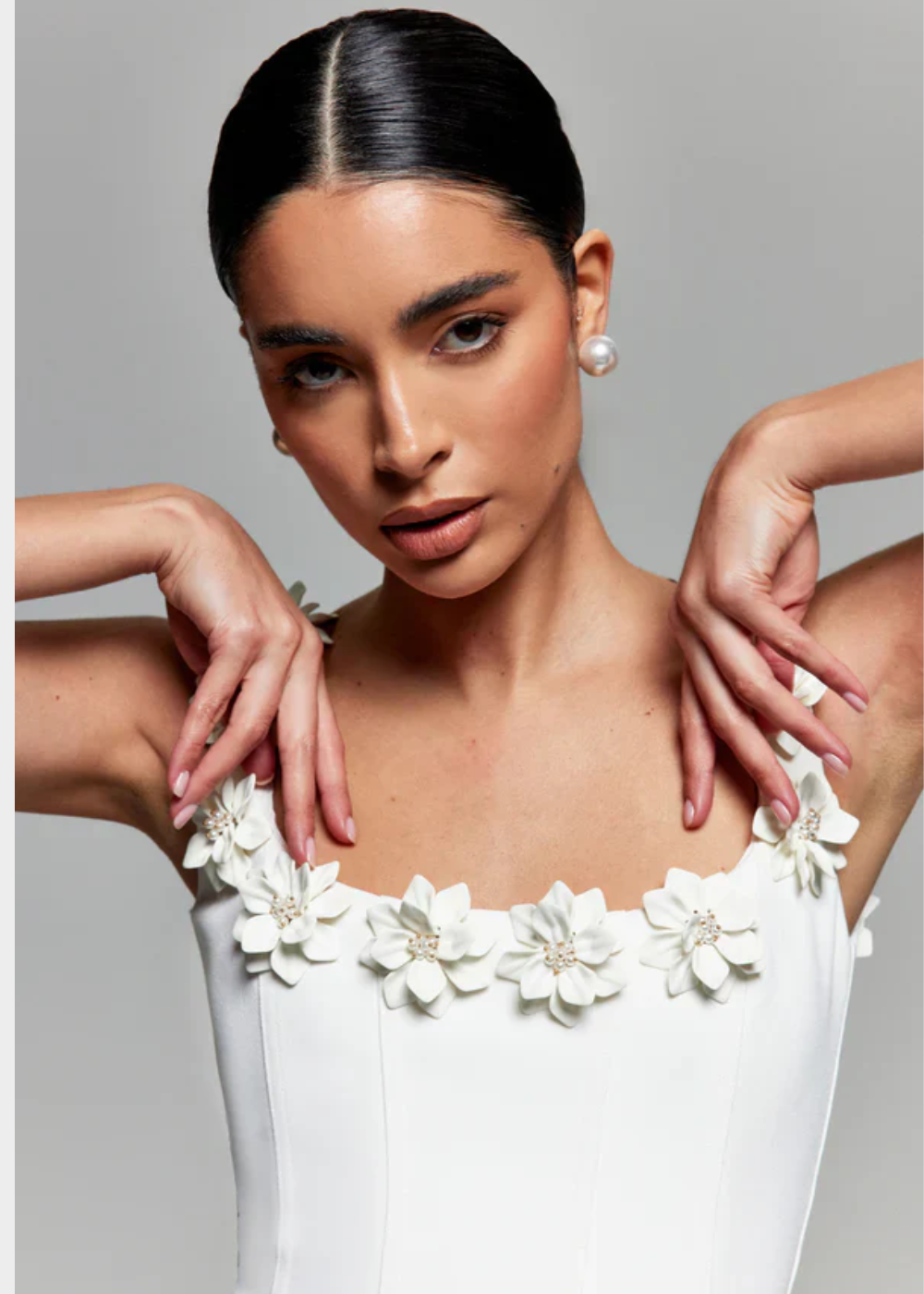 Cazira Mini Dress | Black A-Line Dress with Floral Appliqué Straps