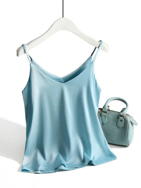 Bonnie Top | Satin Sleeveless Top for Women with Spaghetti Straps