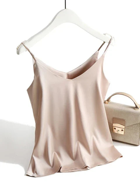 Bonnie Top | Satin Sleeveless Top for Women with Spaghetti Straps
