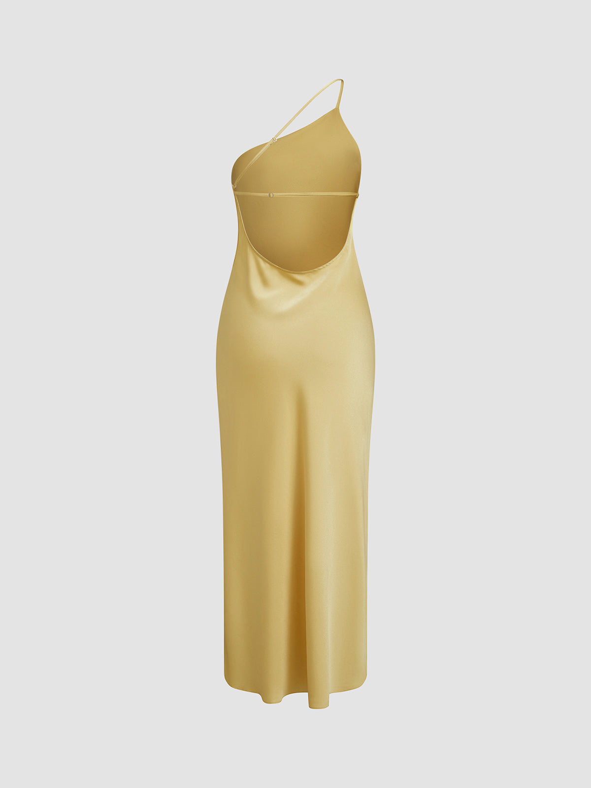 Ceralya Satin Dress | One-Shoulder Satin Slip Dress with Side Slit