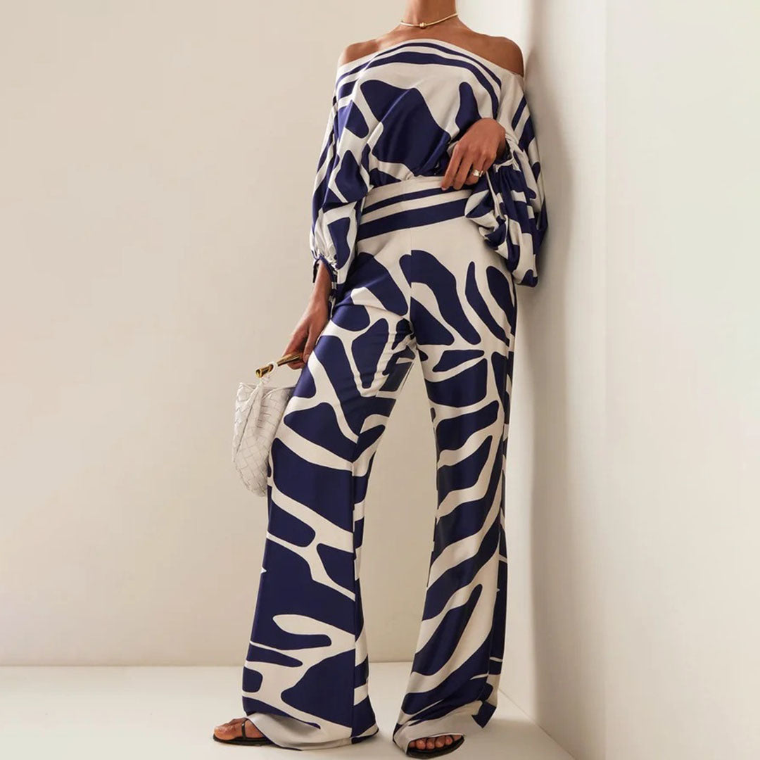 Wenda Co-ord Set | Satin Two-Piece Blouse & Pants Set